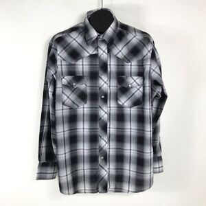 Wrangler Plaid Print Long Sleeve Snap Western Shirt Men's XL Cotton Blend Casual